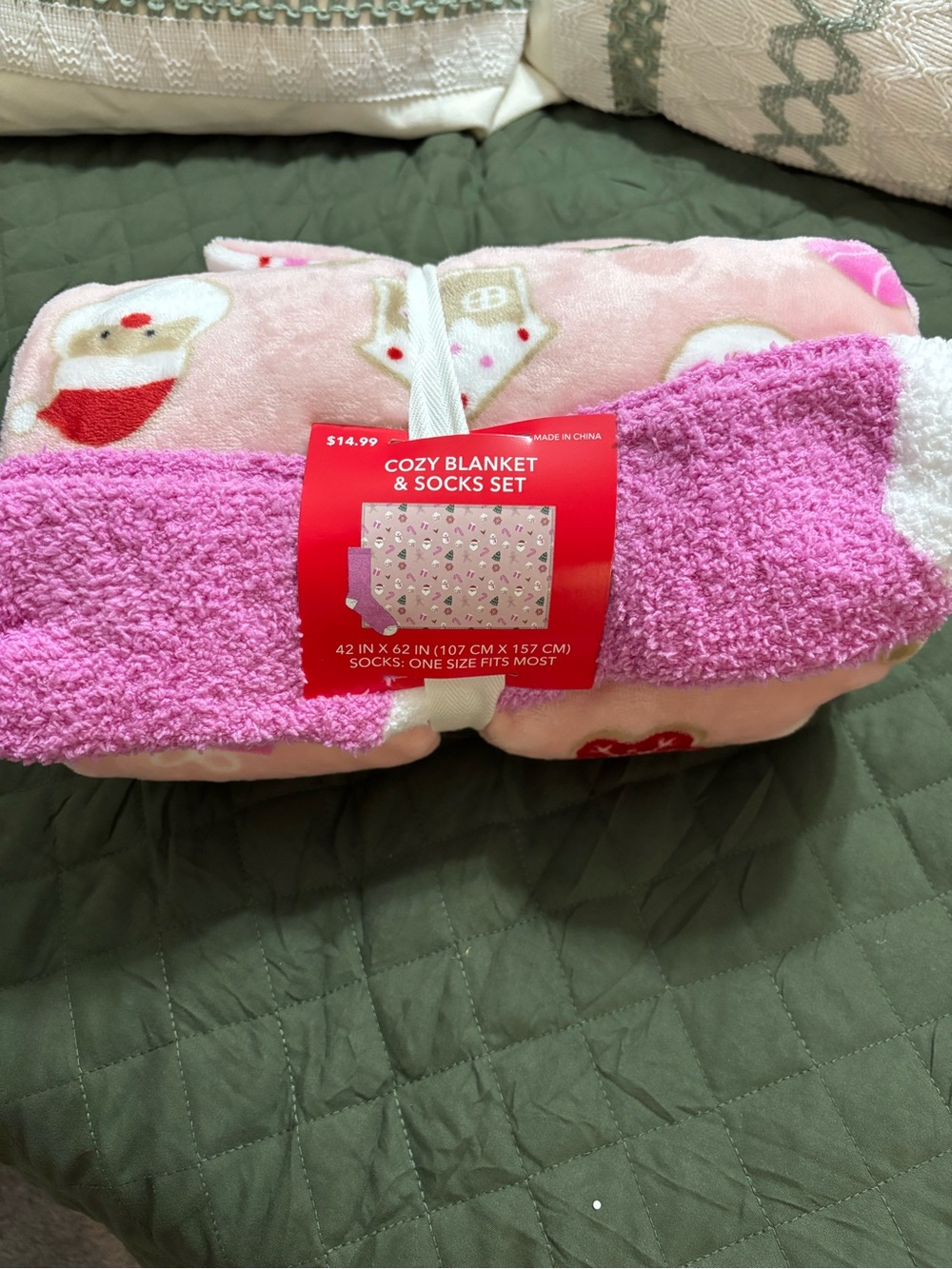 Cozy Pink Holiday Blanket & Sock Set